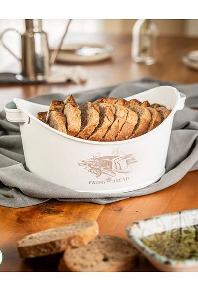 LeesHome 28cm Metal Kayak Bread Bowl White