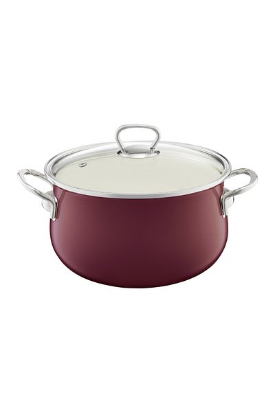 Emalia Olkusz 1907 Oala email cu capac 20cm, 2.6L, visiniu, Optimum