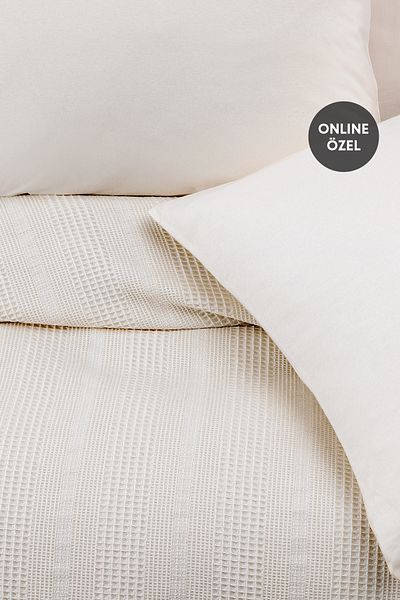 Yataş Liona Single 100% Cotton Pique Set - Ecru