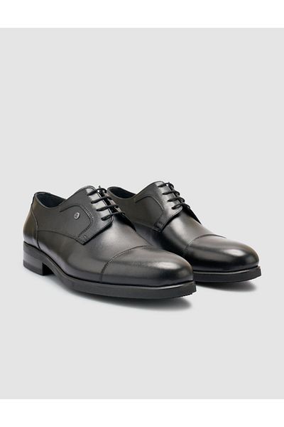 Cabani 100% Genuine Leather Black Laced Men's Classic Shoes