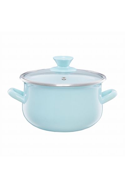 Emalia Olkusz 1907 Enamel pot with lid 18cm, 2.9L, mint, Pyza