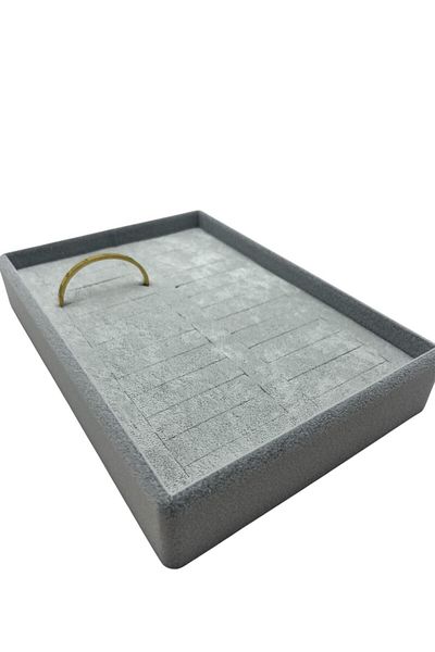 MeGass Dekor Suede Fabric Gray Color 22/14 cm Wrap Bracelet Handcuff Tray