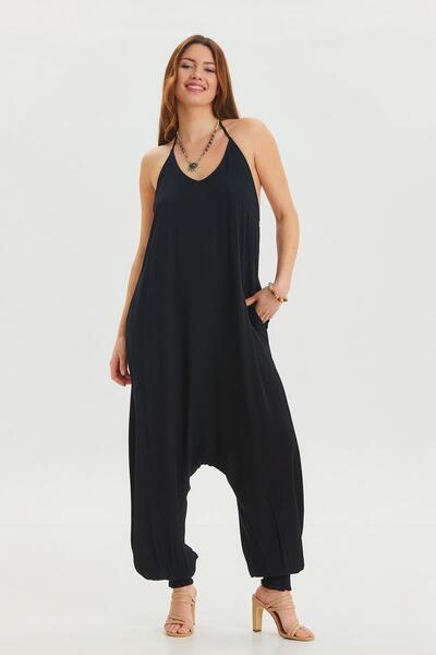 Los banditos Women's Bohemian Jumpsuit with Halter Neck and Elastic Legs