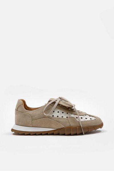 NILUFARR Minova Beige Genuine Leather Women's Sneaker
