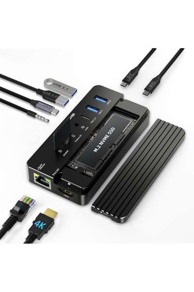 Acasis 10 Gbps, 10 in 1, M.2 NVMe SSD, 100W PD, HDMI 4K@60Hz, Gigabit Ethernet, 1x10Gbps Type-C,