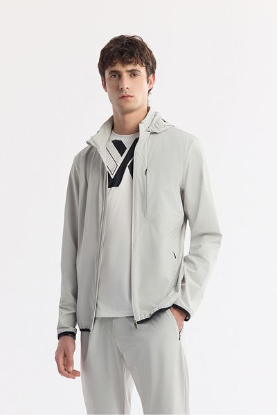 Avva Hooded Femuar Upright Collar Coat for Men's Stone Collar A51Y6052