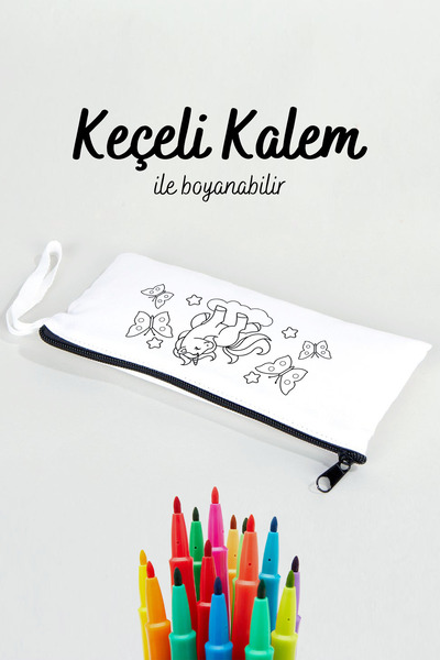 Pamusan Unicorn Desenli Boyanabilir Kalemlik - 21x10 Boyutlarında - 10 Adet - Çocuklar İçin Eğitici Aktivite