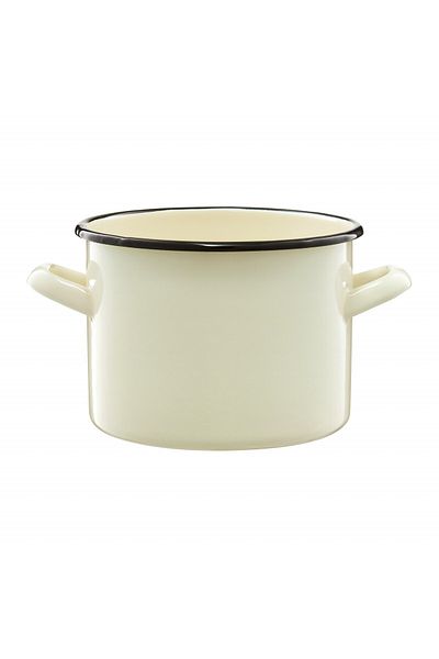 Emalia Olkusz 1907 Enamel pot 16cm, 2L, cream
