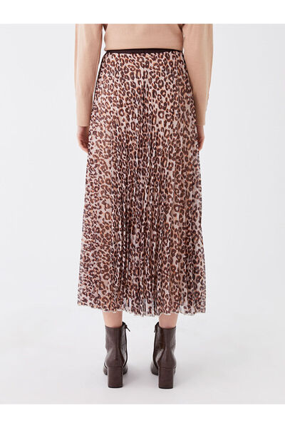 LC Waikiki Patterned Chiffon Women's Skirt with Elastic Waist