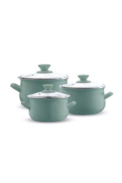 Emalia Olkusz 1907 Set oale email, 6 piese, verde