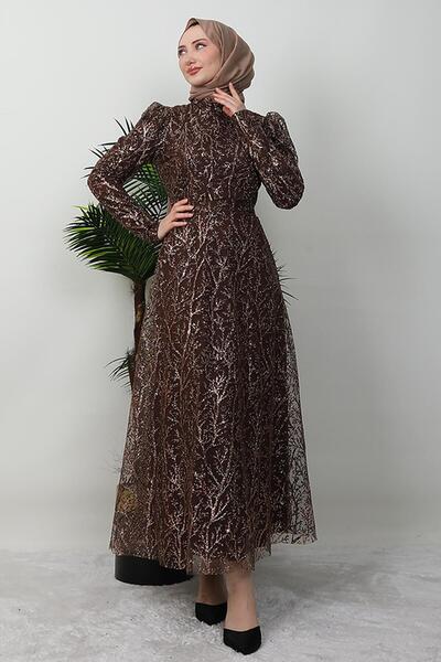 giz astore Ayperi Tesettür Abiye Acı Kahve