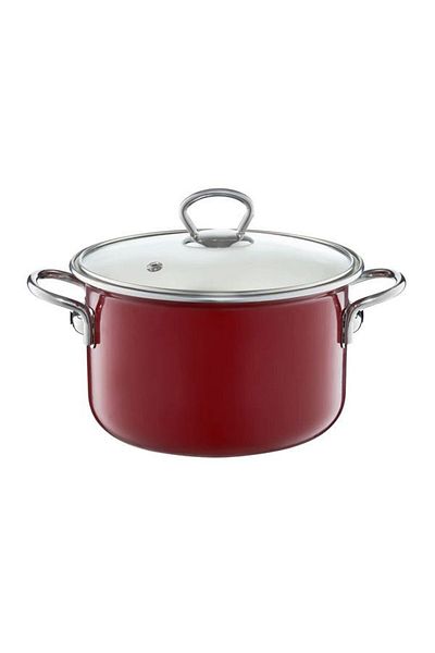 Emalia Olkusz 1907 Oala emailata cu capac 18cm, 2L, visiniu, Optimum