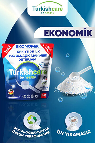 Turkishcare Ekonomik Hepsi Bir Arada Bulaşık Makinesi Deterjanı Toz 40 Yıkama