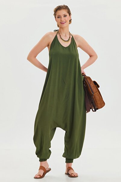 Los banditos Жіночий богемний комбінезон з еластичним поясом на шиї