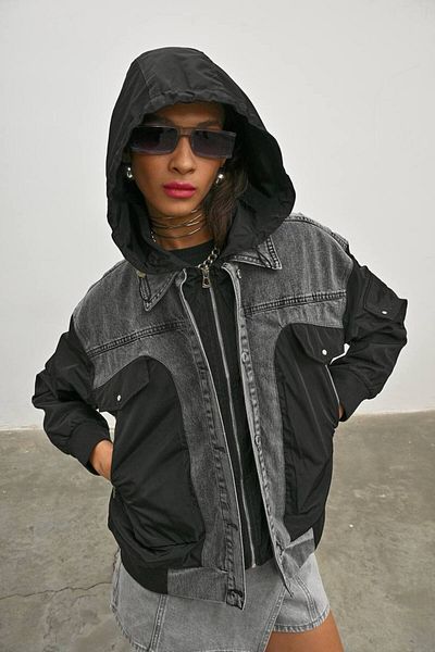 İLKCET MODA Mix Γυναικείο Oversize Τζιν Αδιάβροχο