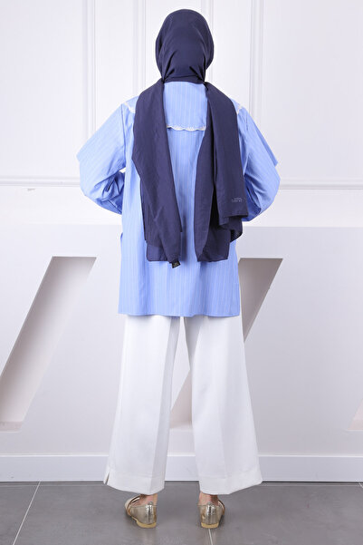 İmajButik Πουκάμισο με μπλε γιακά με λεπτομέρειες