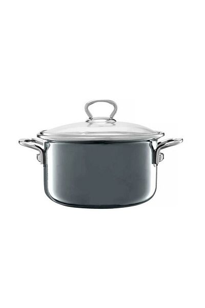 Emalia Olkusz 1907 Enamel pot with lid 20cm, 2.6L, gray, Optimum