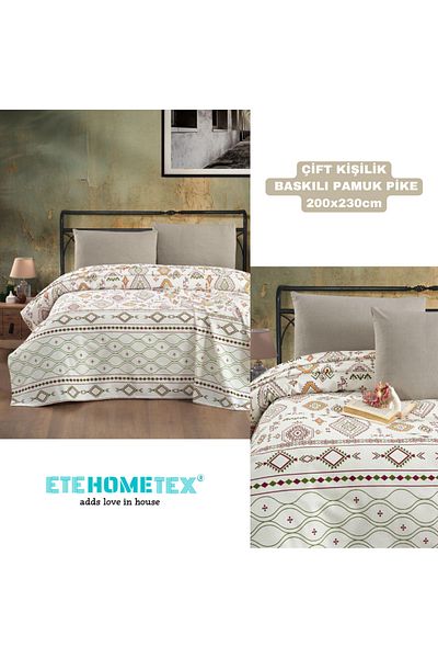 ETE HOMETEX Etehometex Double Person Printed Cotton Pique