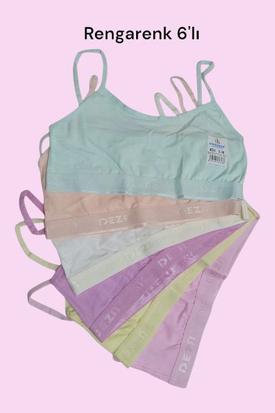 Dondeza Young Girl Rope Strap Plain Half Tank Top Training Bra Pack of 6
