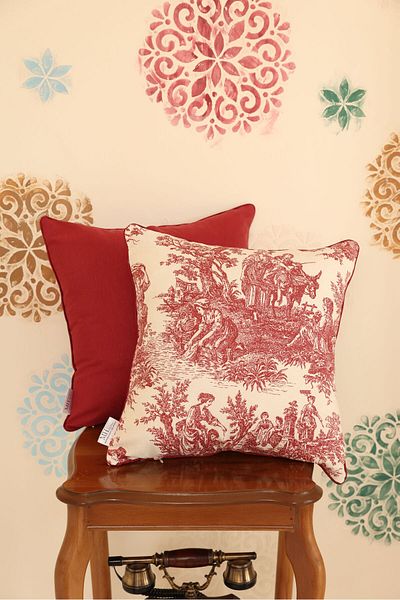 Most Home Double Sided French Peasants Patterned Decorative 2-Piece Throw Pillow Cover