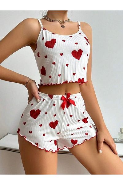 MH Moony Homewears Комплект пижама от 2 части бордо с форма на сърце
