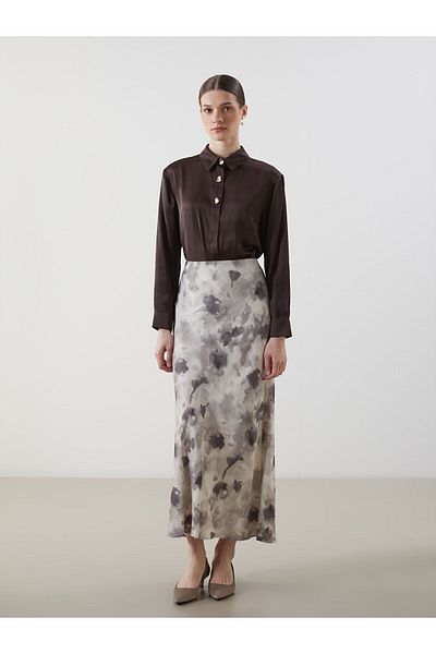 LC Waikiki Batik Patterned Satin Women's Skirt