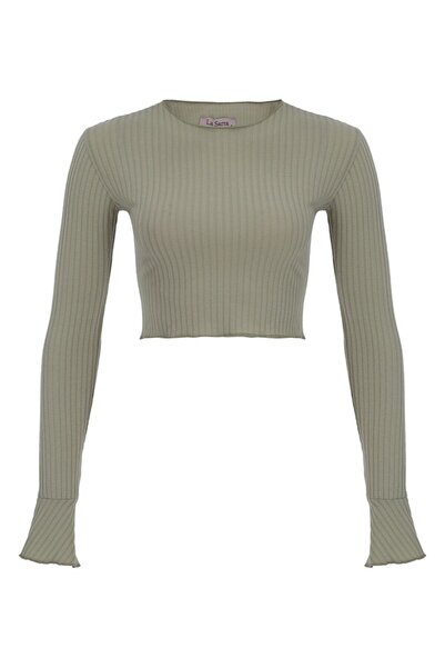 La Sarta Women's Sugar And Spice Water Green Soft Ribbed Shorts Skirt Top Set