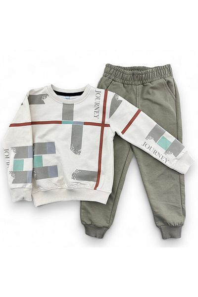 bakyaa Boy's Journey Printed Cuffed Bottom and Top Set with Pockets