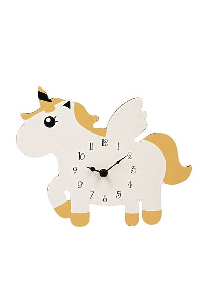 BM GİFT DESİGN Wall clock for children's room, 25x30 cm, cream unicorn pattern