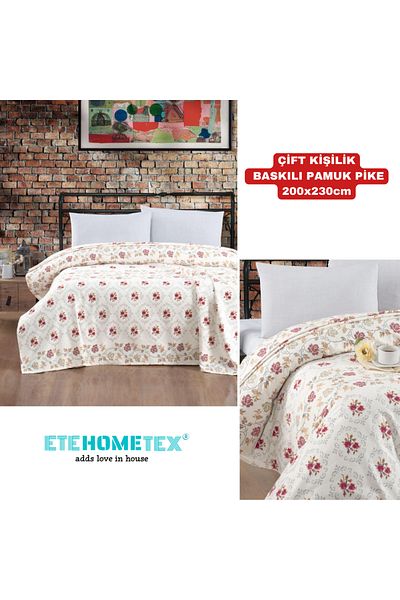 ETE HOMETEX Etehometex Double Person Printed Cotton Pique