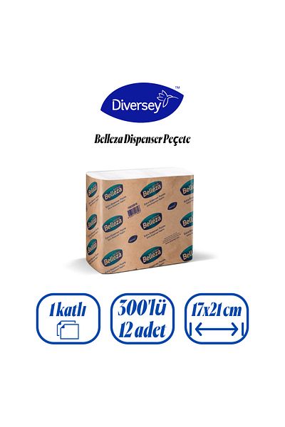 BELLEZA Diversey 70023816   - 300 Pieces 12 Pk 17*21 Cm Table Top Napkin Handle