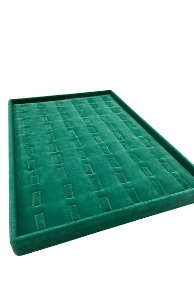 MeGass Dekor Domestic Production Suede Fabric Green 34/24 cm Vertical Nail Drawer Ring Table