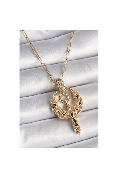 Skygo 316L Steel Gold Color Zircon Stone Phoenix Model Women's Necklace - Tj-Bko9528