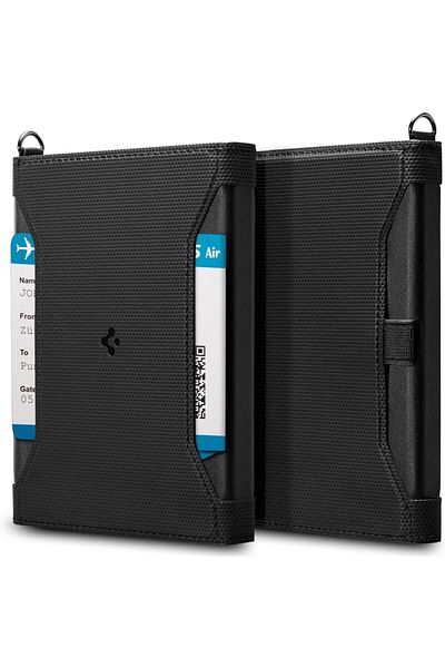 Spigen Life Passport Card Cover Holder Wallet Travel Documents Organizer Protector - Black