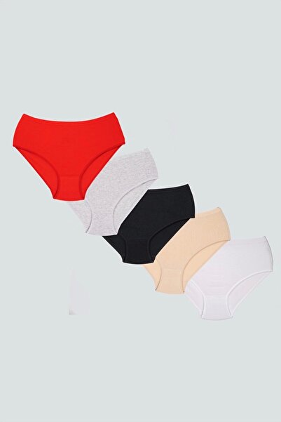 Ceylanoğlu Women's White Ribbed Panties 12 Pack 106