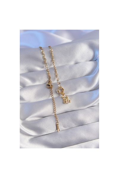 Skygo 316L Steel Chain Gold Color Zircon Stone Pearlescent Moon Figure Necklace - Tj-Bko8805