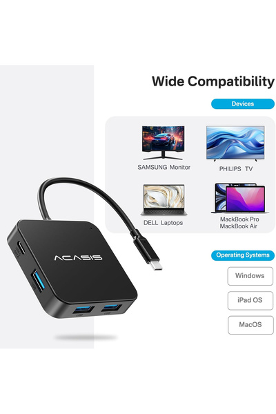 Acasis HC31 - 6in1 HUB, HDMI,5Gbps,USB-A 3.0,Type-C,PD 100W