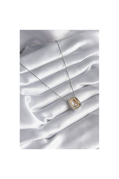 Skygo Gold Colored 316L Steel Square Model Zircon Stone Women's Necklace - TJ-BKO8250