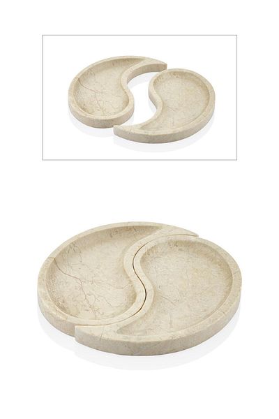 SETABIANCA Large Beige Evza Marble Drop Presentation Bowl