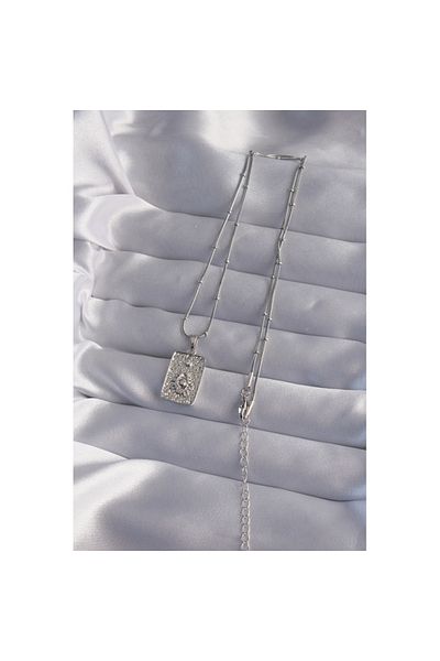 Skygo 316L Steel Chain Silver Color Laser Engraved Eye Figure Tarot Necklace - Tj-Bko9018