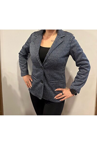 AD Fashion Muline Kazayağı Ceket Lacivert