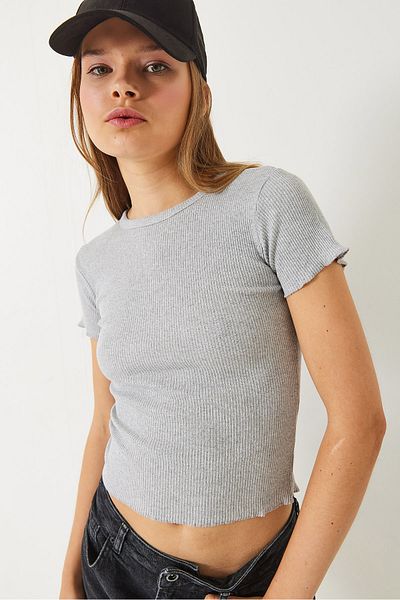 Bianco Lucci Women's Ribbed Camisole Basic T-Shirt 60261476