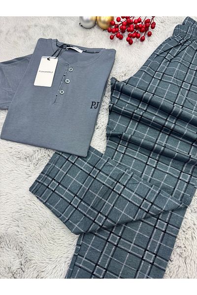 pijamaworld Short Sleeve Men's Pajama Suit with Long Pockets
