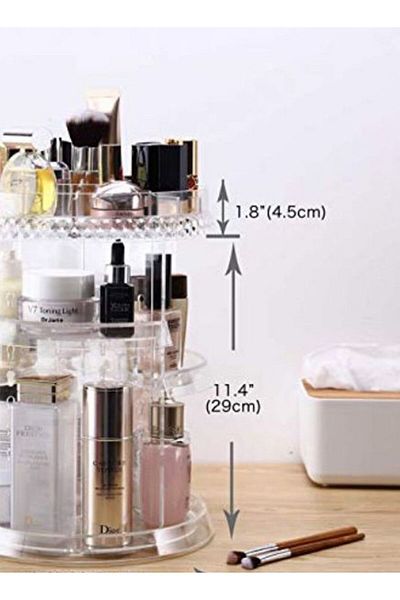 COOYA Storage Box, Cosmetic & Toiletry Bags, 360 Degree Rotating Makeup Organizer Clear
