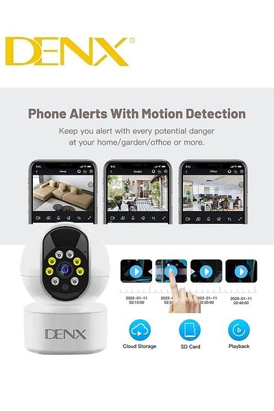 Denx كاميرا مراقبة عالية الدقة بدقة 3.0 ميجا بكسل، تتميز برؤية ليلية ملونة