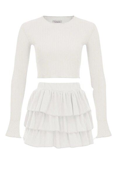 La Sarta SUGAR AND SPICE SKIRT BUSTYER SET - WHITE