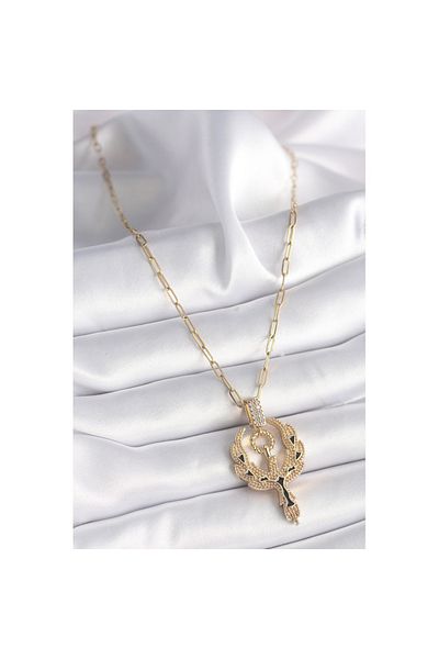 Skygo 316L Steel Gold Color Zircon Stone Phoenix Model Women's Necklace - Tj-Bko9528
