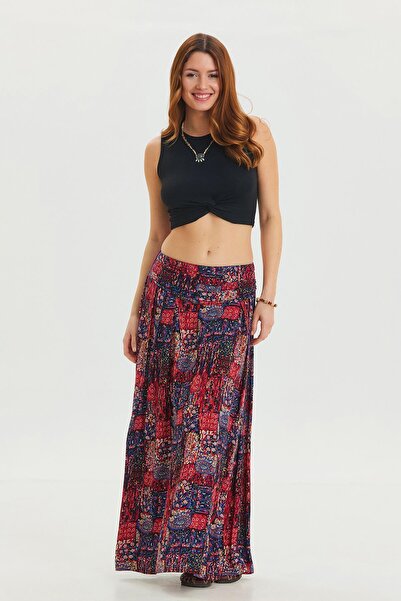 Los banditos Fusta autentică cu detaliu drapat și talie elastică