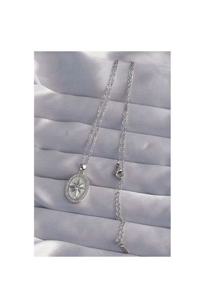 Skygo 316l Necklace with Zirconia and Embossed Silver Color - Tj-bko9016