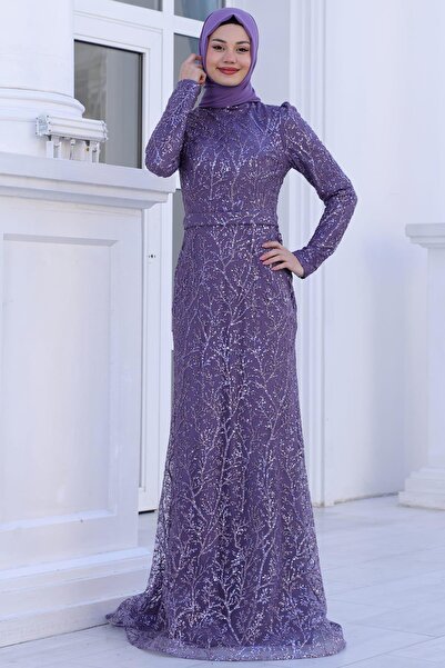 Esilanur Tuana Tesettür Abiye Lavanta